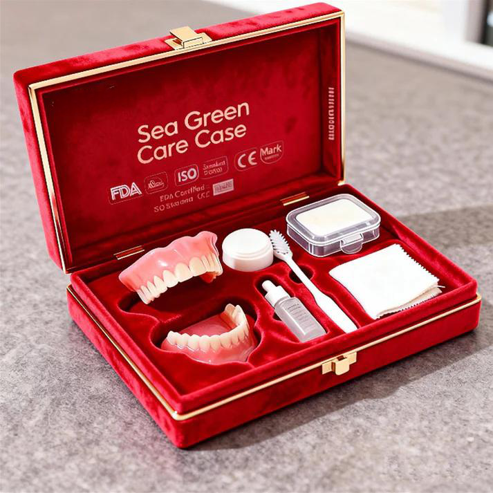 Denture set and care case